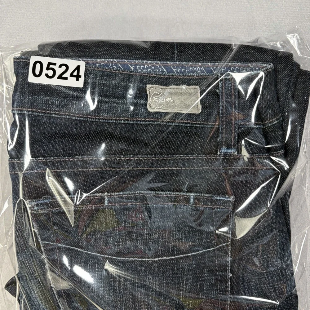 Paige Laurel Canyon Bootcut Jeans Women Size 27 Dark Blue Distressed+Stretch